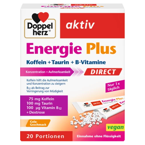 Abbildung der Produktverpackung Doppelherz aktiv Energie Plus DIRECT Frontansicht